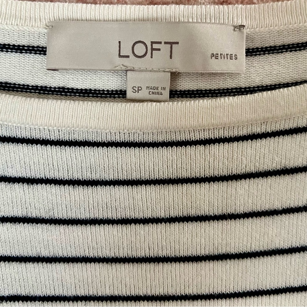 LOFT Ruffled Cuff Striped Sweater - Picture 3 of 7